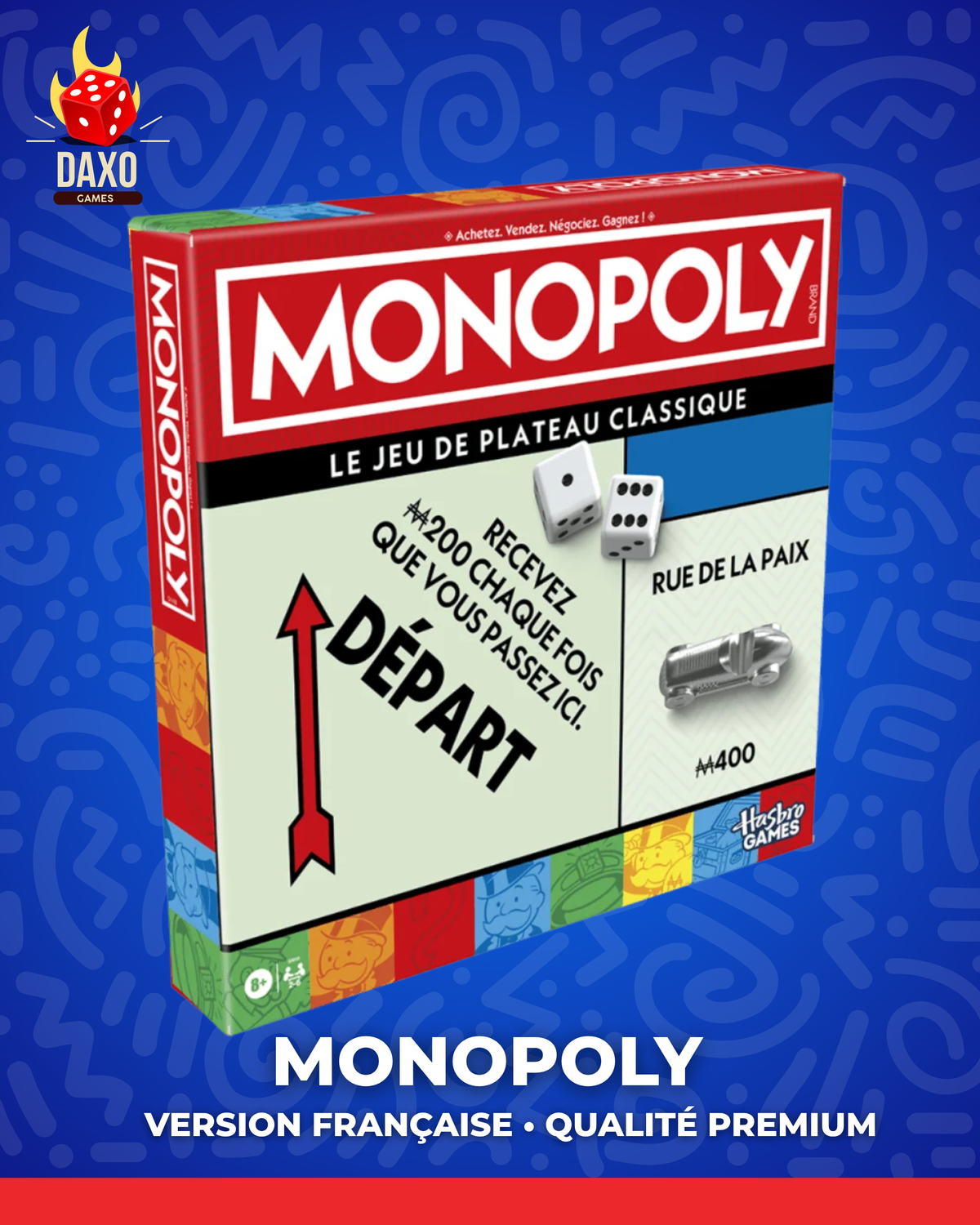 Monopoly – Version Française • Qualité Premium • Plateau Rigide & Pions Métalliques